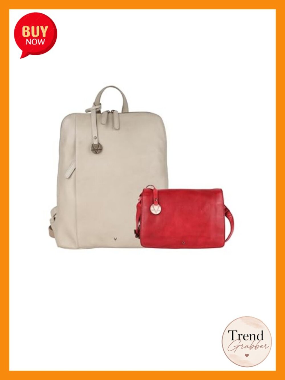 Genuine Italian Leather Backpack & Crossbody Set for Women Adjustable Straps